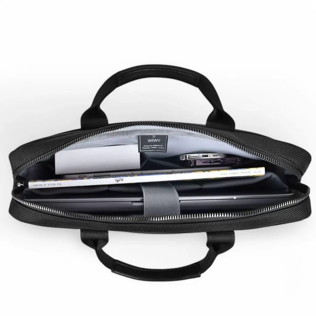 Leren laptoptas dames zwart