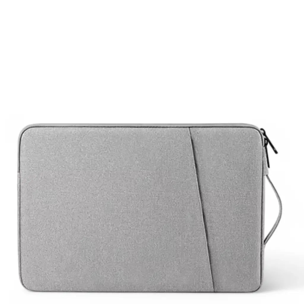 Laptop sleeve grey met strakke lijnen en een eenvoudig lichtgrijs ontwerp met verdekte ritsafsluiting.