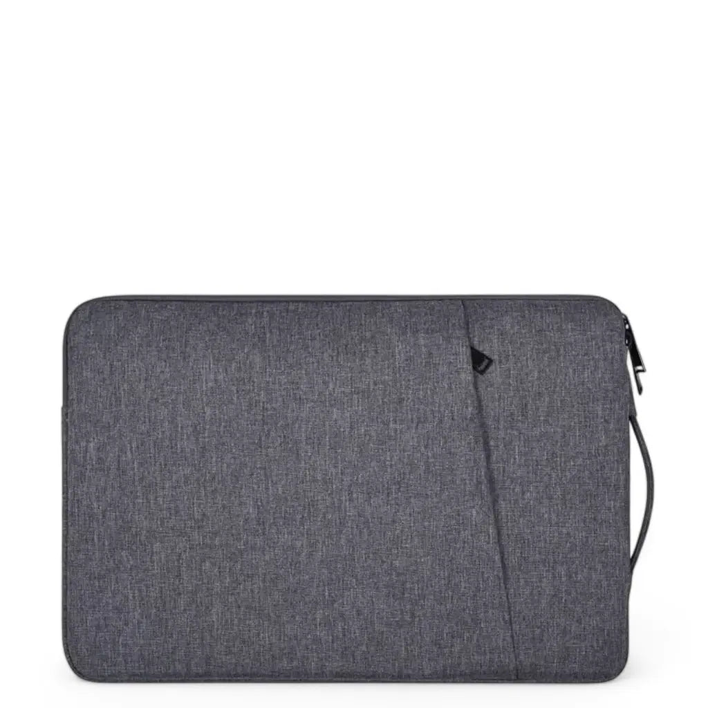 Laptop sleeve grey in donkergrijs met handige ritssluiting en zijvak voor accessoires.