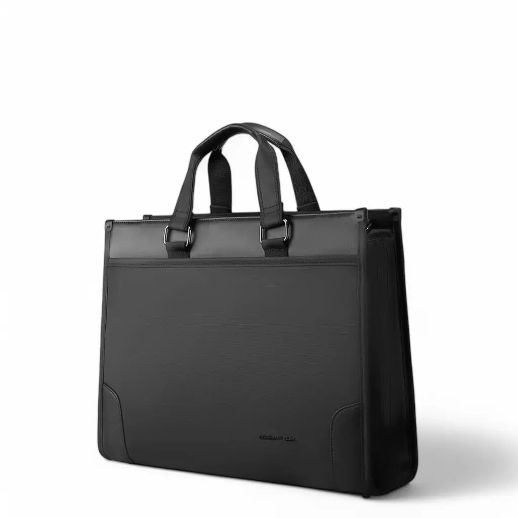 Business laptoptas dames 15.6 inch in vooraanzicht, met robuuste handgrepen en stijlvol MARK RYDEN logo. Perfect voor zakelijke bijeenkomsten en dagelijks gebruik op kantoor.