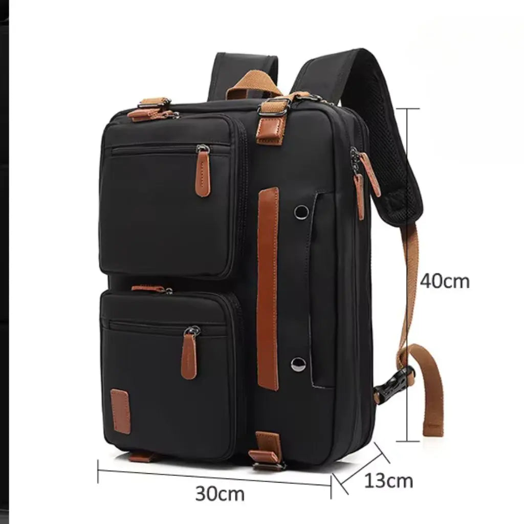 Grote laptoptas heren met aangegeven afmetingen (40cm hoogte, 30cm breedte, 13cm diepte), perfect formaat voor zakelijke benodigdheden.