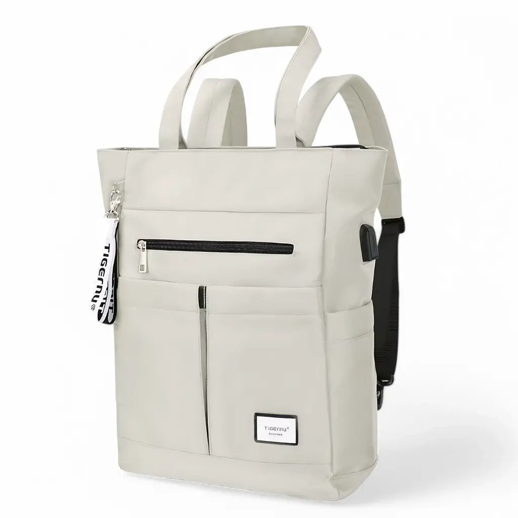 Laptop rugzak dames 15.6 inch Wit met modern en stijlvol design, meerdere ritsvakken en verstelbare schouderbanden.