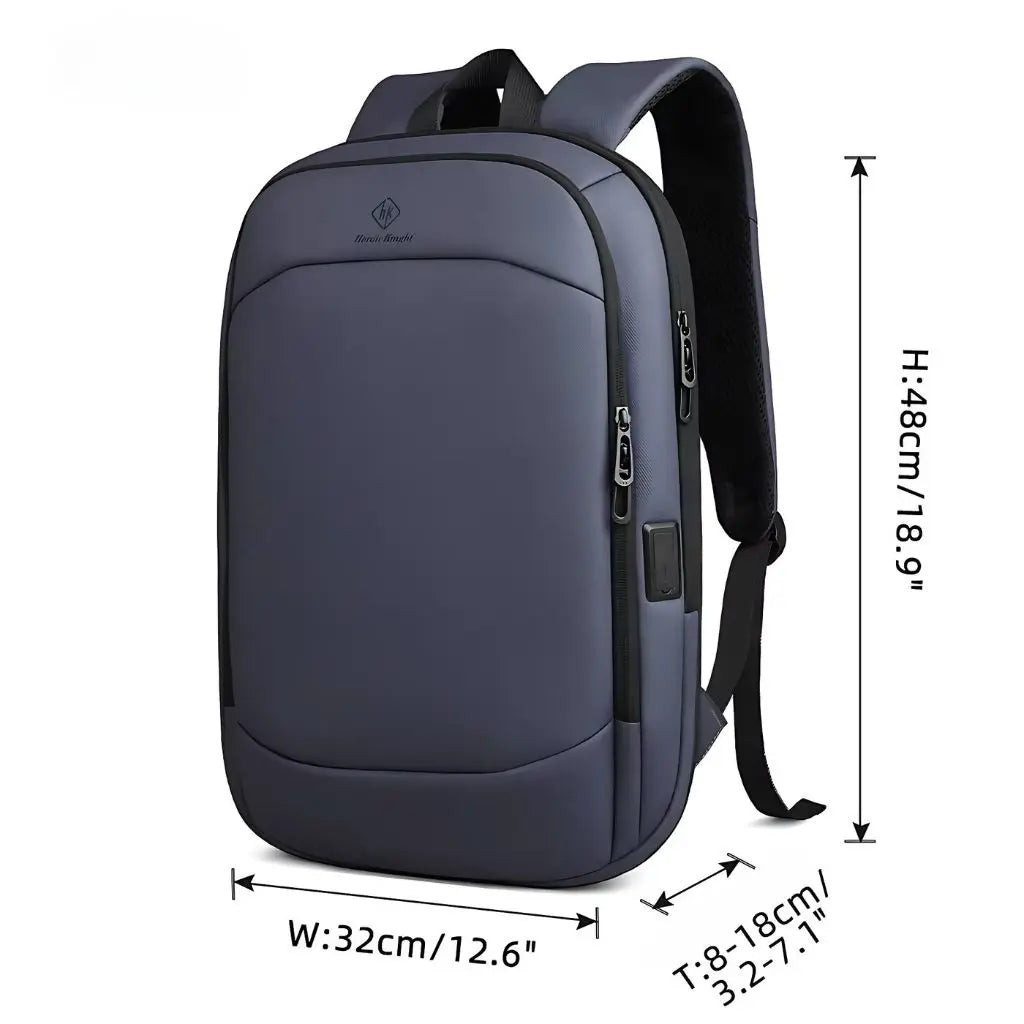 Laptop rugzak dames 17 inch blauw met exacte afmetingen, geschikt voor een 17,3-inch laptop en uitbreidbare opbergruimte voor extra benodigdheden.