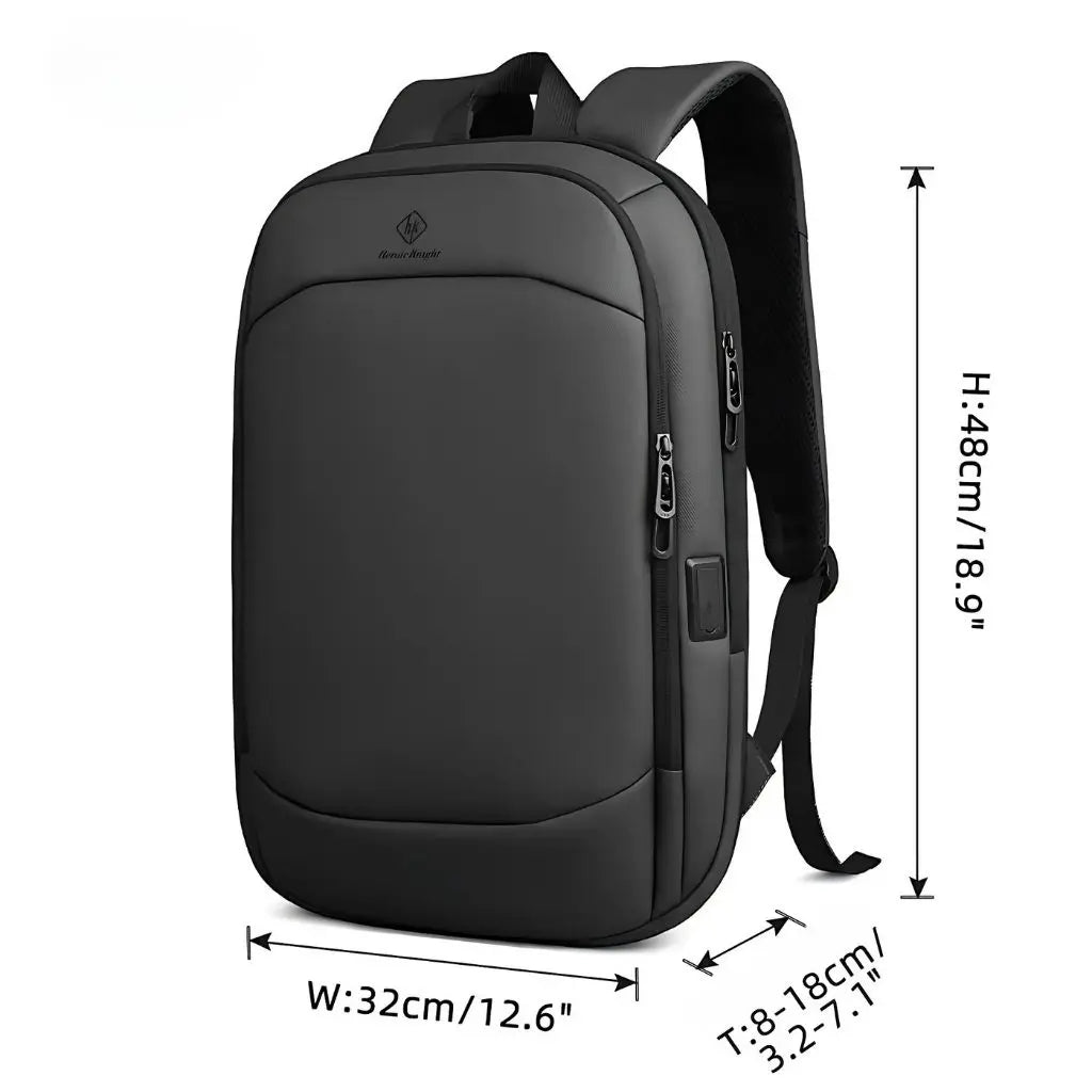 Laptop rugzak dames 17 inch zwart met gedetailleerde afmetingen, geschikt voor een 17,3-inch laptop en extra opbergruimte voor accessoires.